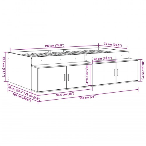 Opbevaringsramme til Seng Sonoma Egetræ 75x190 cm