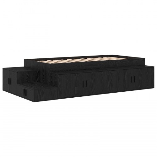 Seng RAMME Sort egetræ 90x200 cm