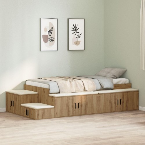 Opbevarings seng Artisan egetræ Konstrueret træ 90 x 200 cm