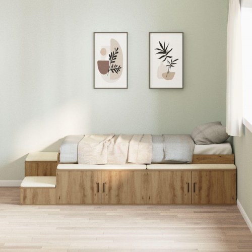 Opbevarings seng Artisan egetræ Konstrueret træ 90 x 200 cm