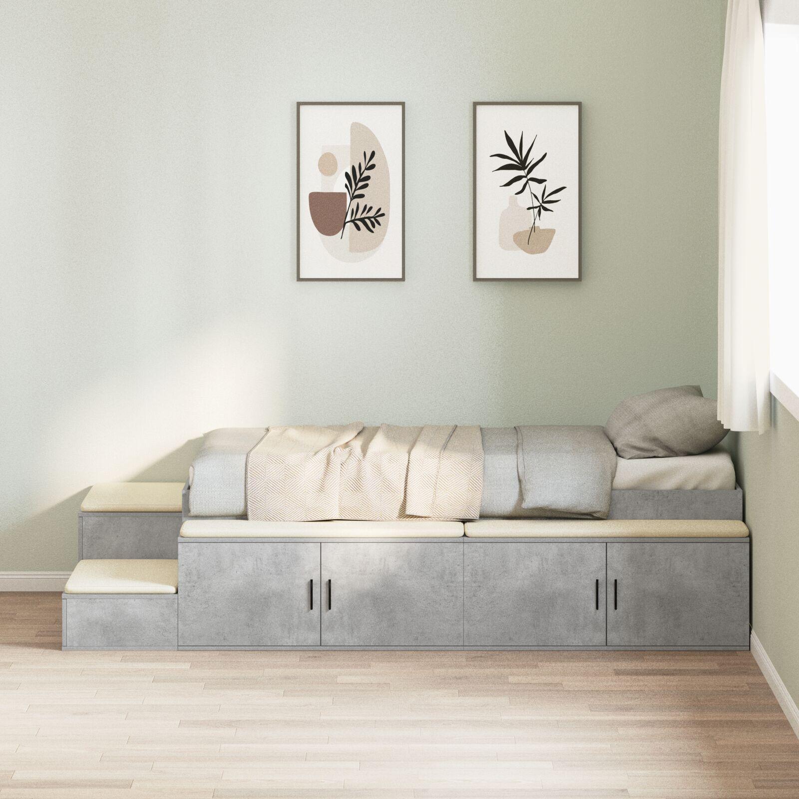 Seng med opbevaring med skuffe Beton Grå 234 x 103 x 53.5 cm