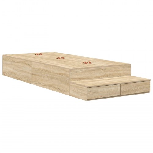 Opbevarings seng Sonoma egetræ Massivt træ, konstrueret træ