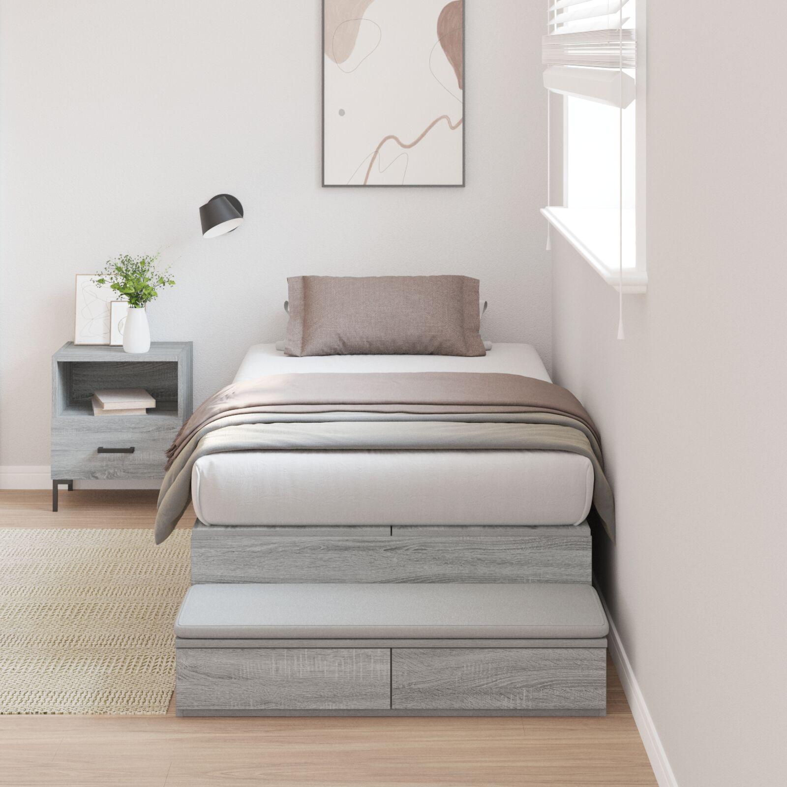 Seng med opbevaring med dør Grå sonoma-eg 236.5 x 80 x 31.5 cm