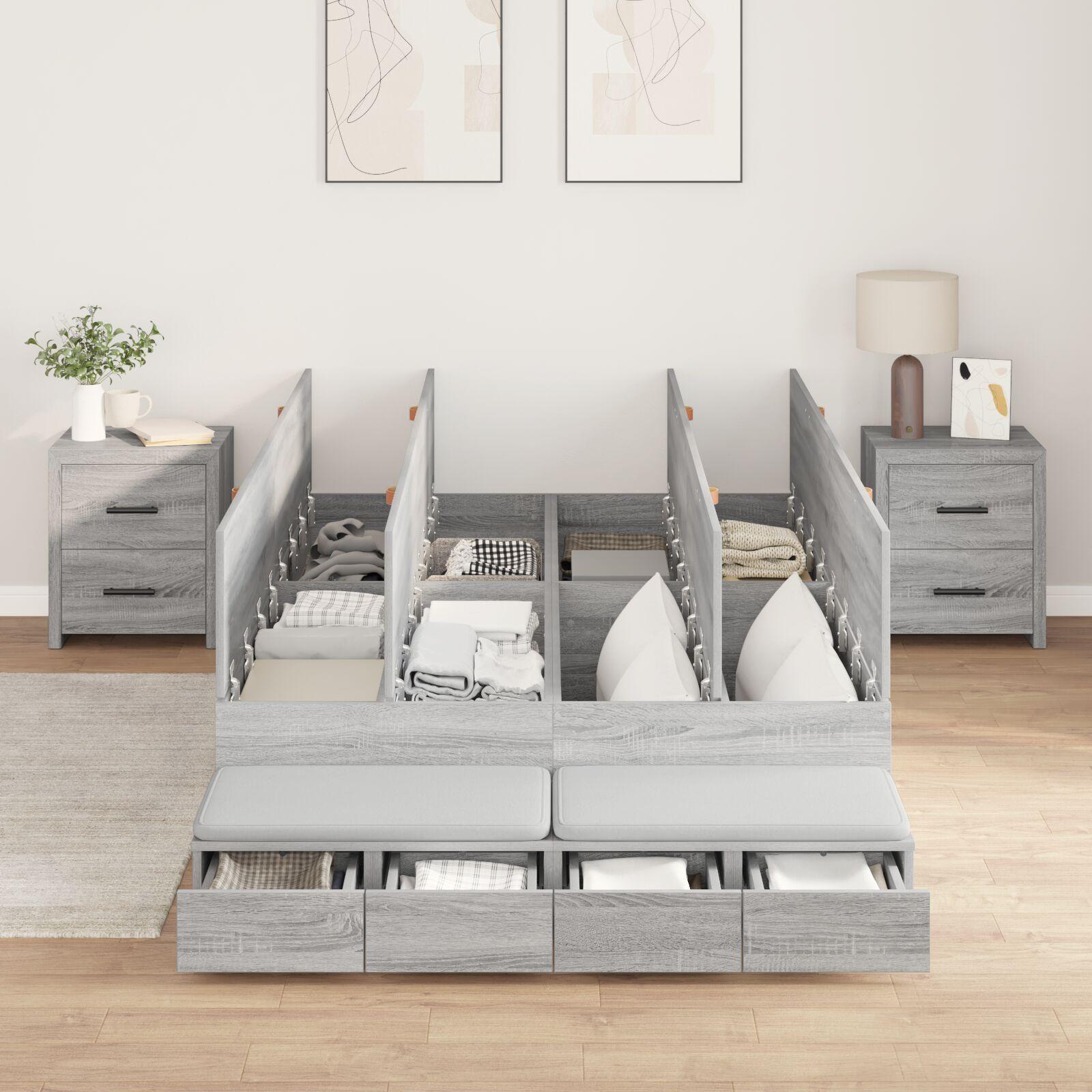 Seng med opbevaring med dør Grå sonoma-eg 236.5 x 120 x 31.5 cm