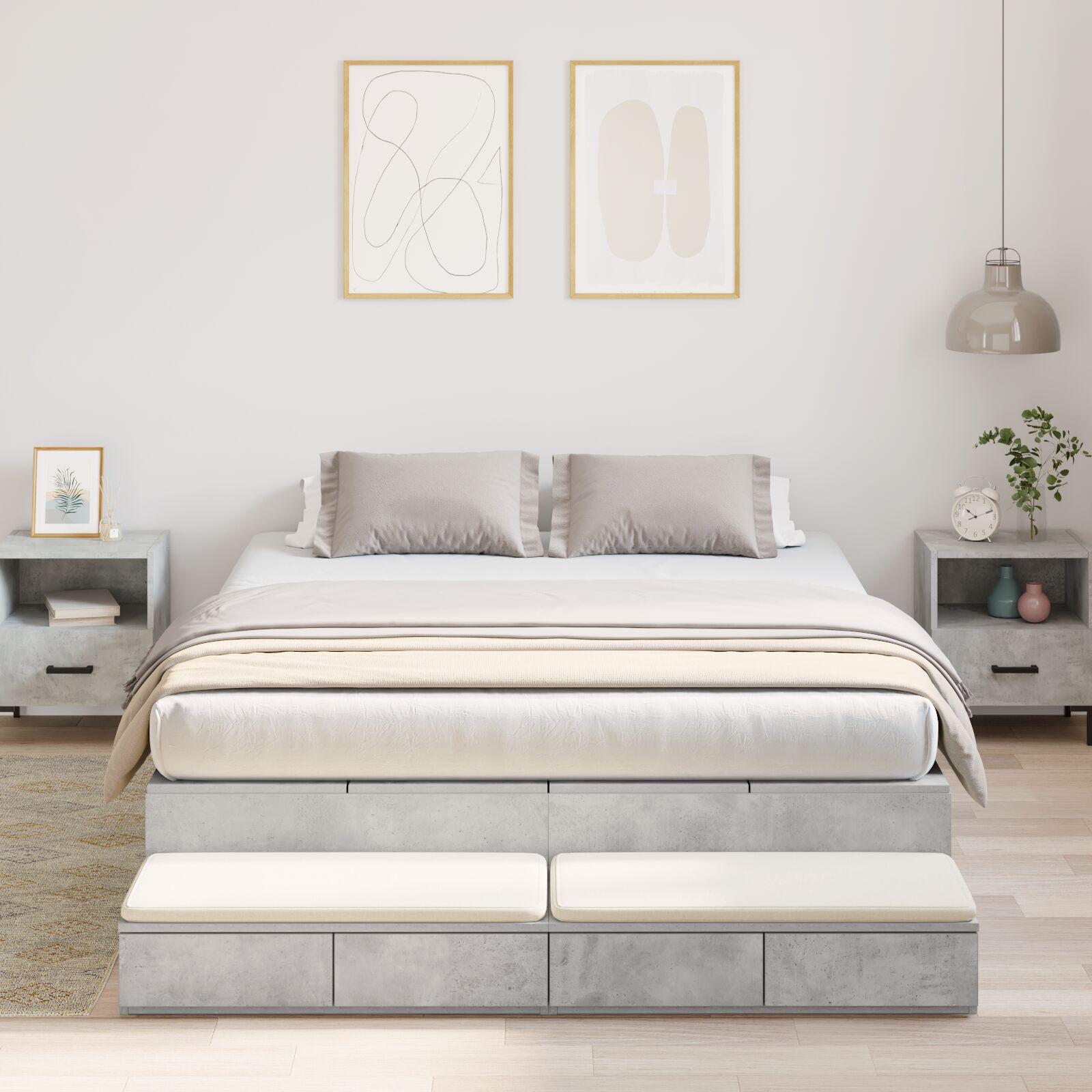 Seng med opbevaring med skuffe Beton Grå 236.5 x 150 x 31.5 cm