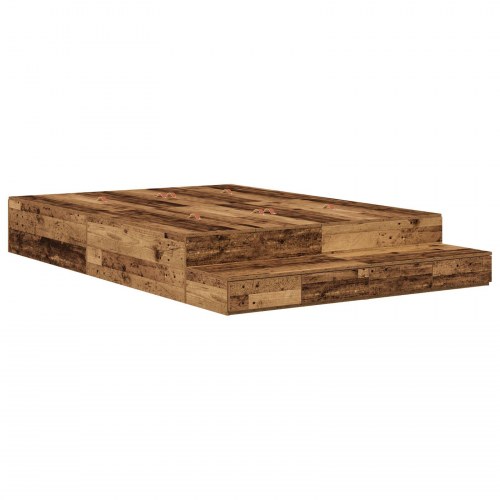 Opbevaringsseng ramme Gammelt træ Konstrueret træ 150 x 200 cm