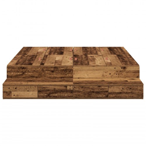 Opbevaringsseng ramme Gammelt træ Konstrueret træ 150 x 200 cm