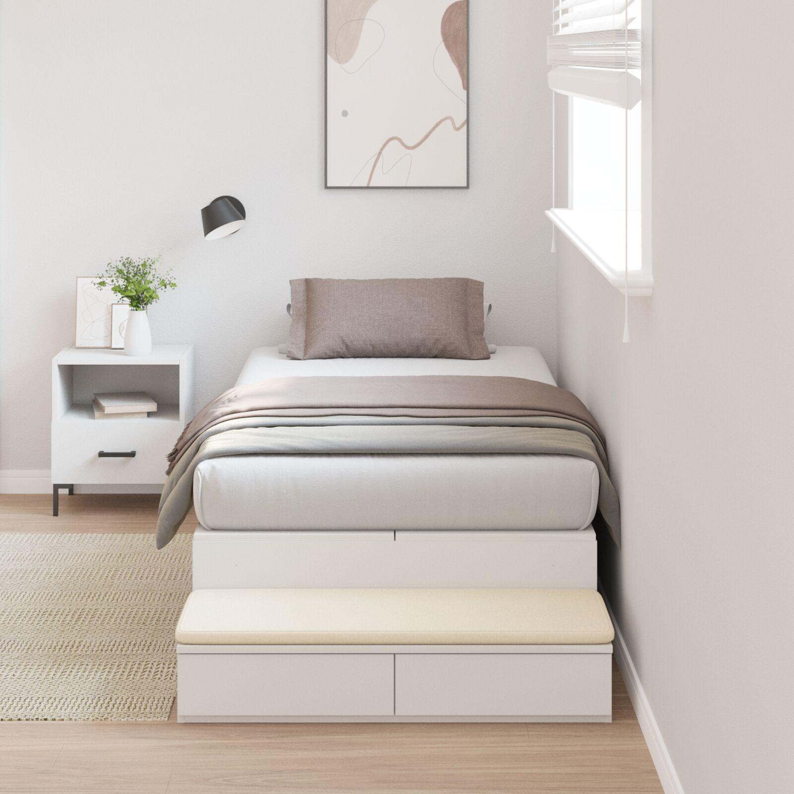 Seng med opbevaring Hvid 226,5 x 90 x 31,5 cm Konstrueret træ