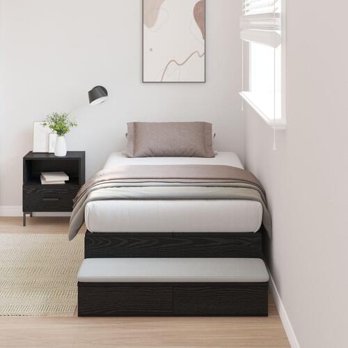 Seng med opbevaring Sort eg Konstrueret træ 90 x 190 cm