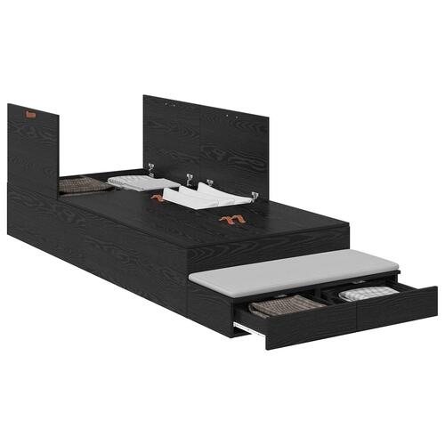 Seng med opbevaring Sort eg Konstrueret træ 90 x 190 cm