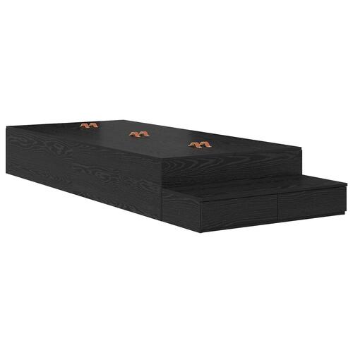 Seng med opbevaring Sort eg Konstrueret træ 90 x 190 cm