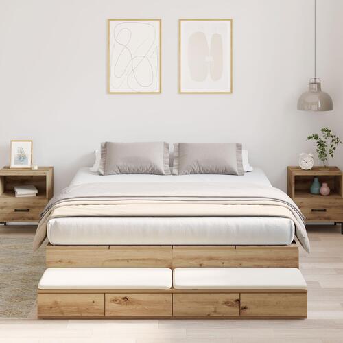 Seng med opbevaring Brun Konstrueret træ 140 x 190 x 31,5 cm