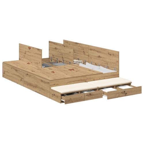 Seng med opbevaring Brun Konstrueret træ 140 x 190 x 31,5 cm