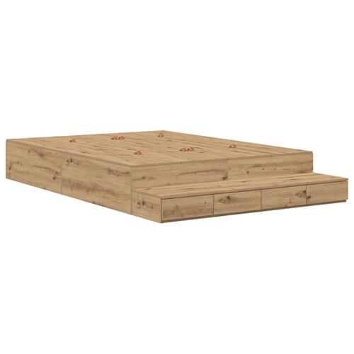 Seng med opbevaring Brun Konstrueret træ 140 x 190 x 31,5 cm