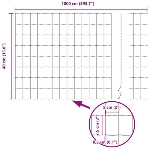 Euro Hegn med 5 U-stolper Grøn 0,4x10 m Metal