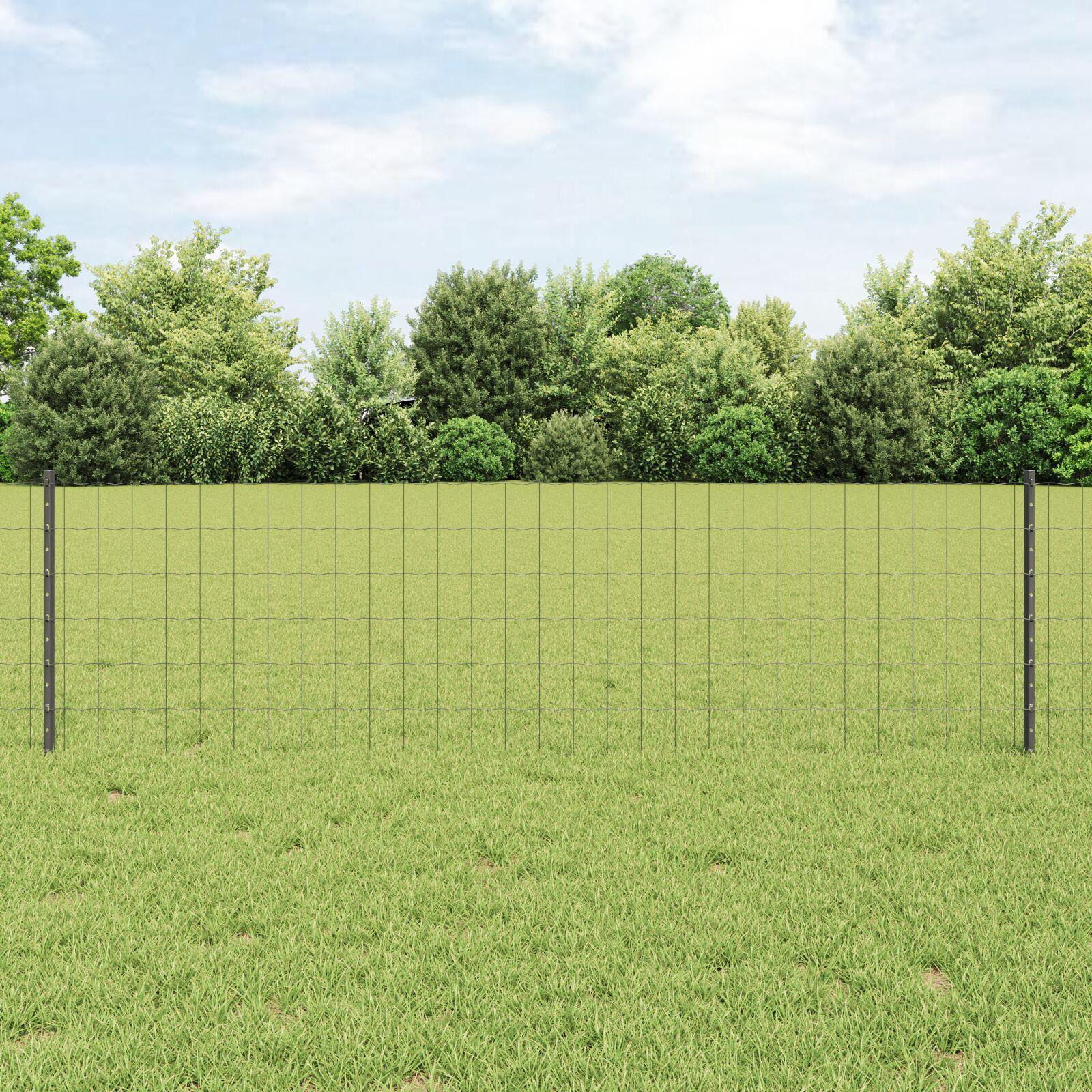 vidaXL Eurohegn med stolpe 25 x 0,6 m PVC-belagt stål Grå Mesh