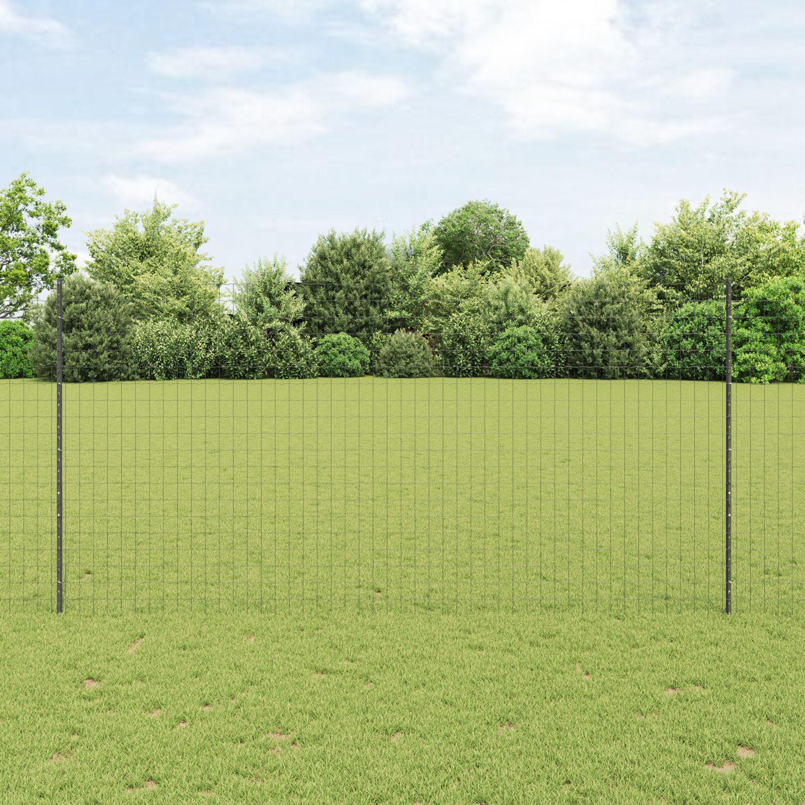 vidaXL Eurohegn med stolpe 10 x 1,6 m PVC-belagt stål Grå Mesh