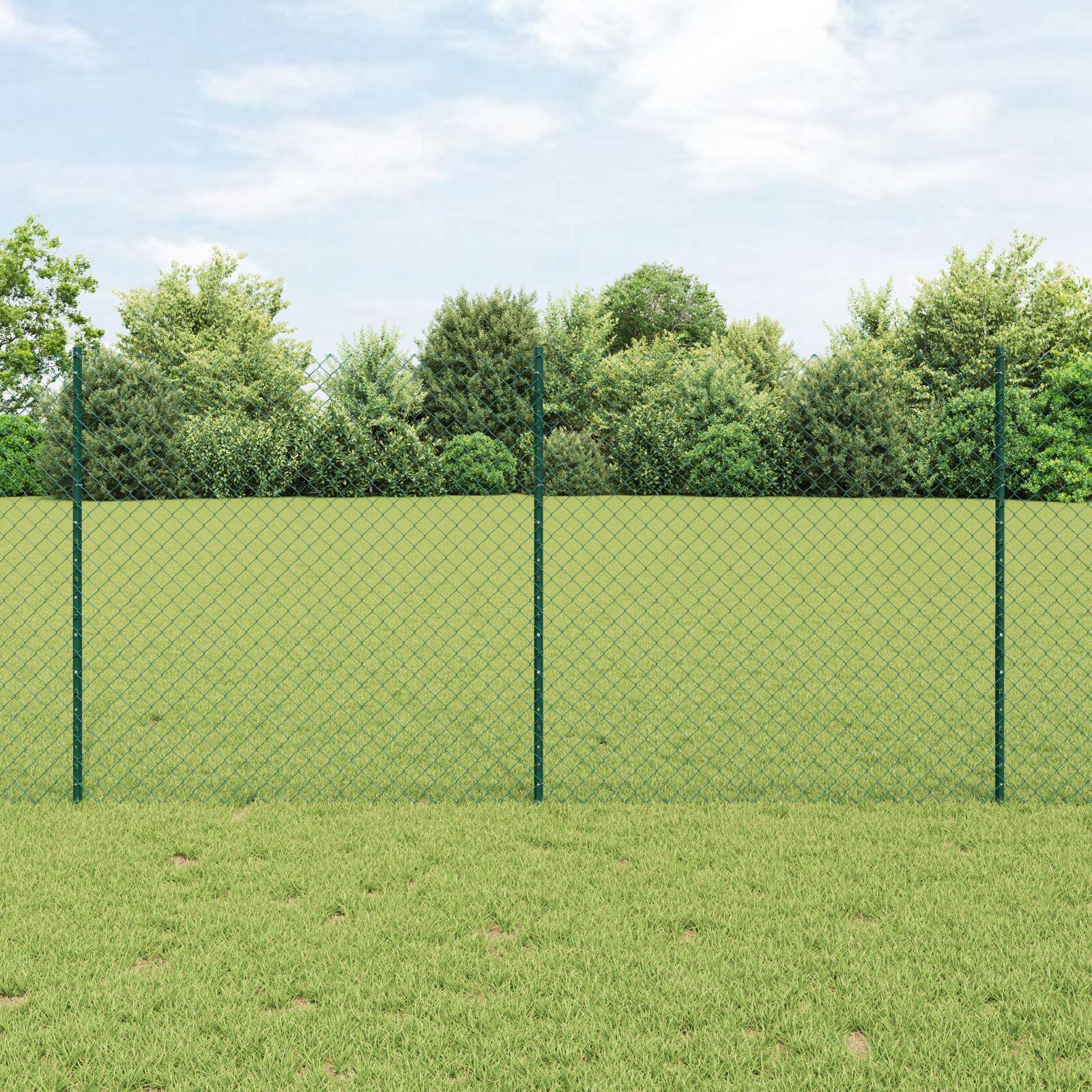 Kæde-link hegn 10 × 1,2 m - PVC-belagt stål, grøn mesh