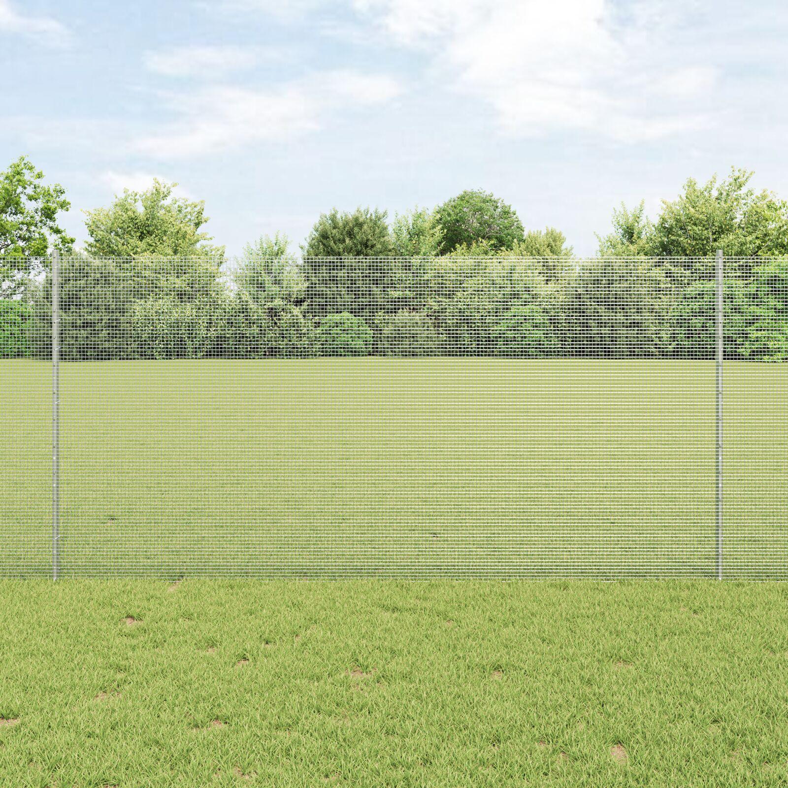 SvejsestÃ¥lhegn med stolper 25 Ã 1,2 m - varmgalvaniseret stÃ¥l, sÃ¸lv
