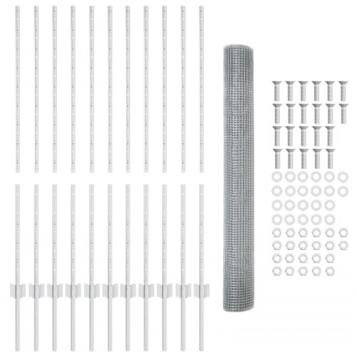 Svejset Trådhegn med 22 U Poster Sølv 1.2x25 m Stål