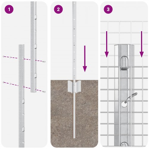 Svejset Trådhegn med 22 U Poster Sølv 1.2x25 m Stål