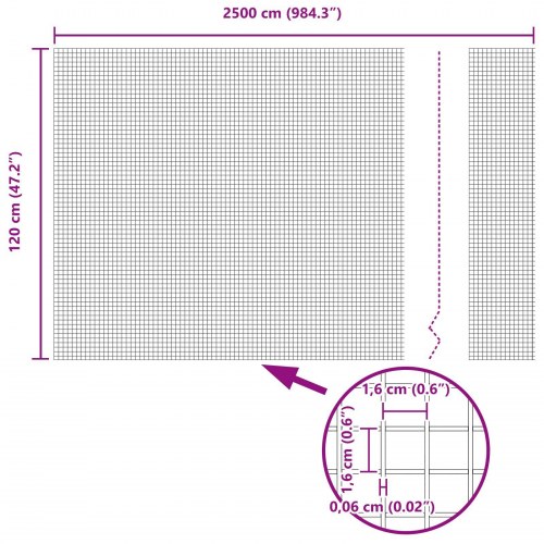 Svejset Trådhegn med 22 U Poster Sølv 1.2x25 m Stål