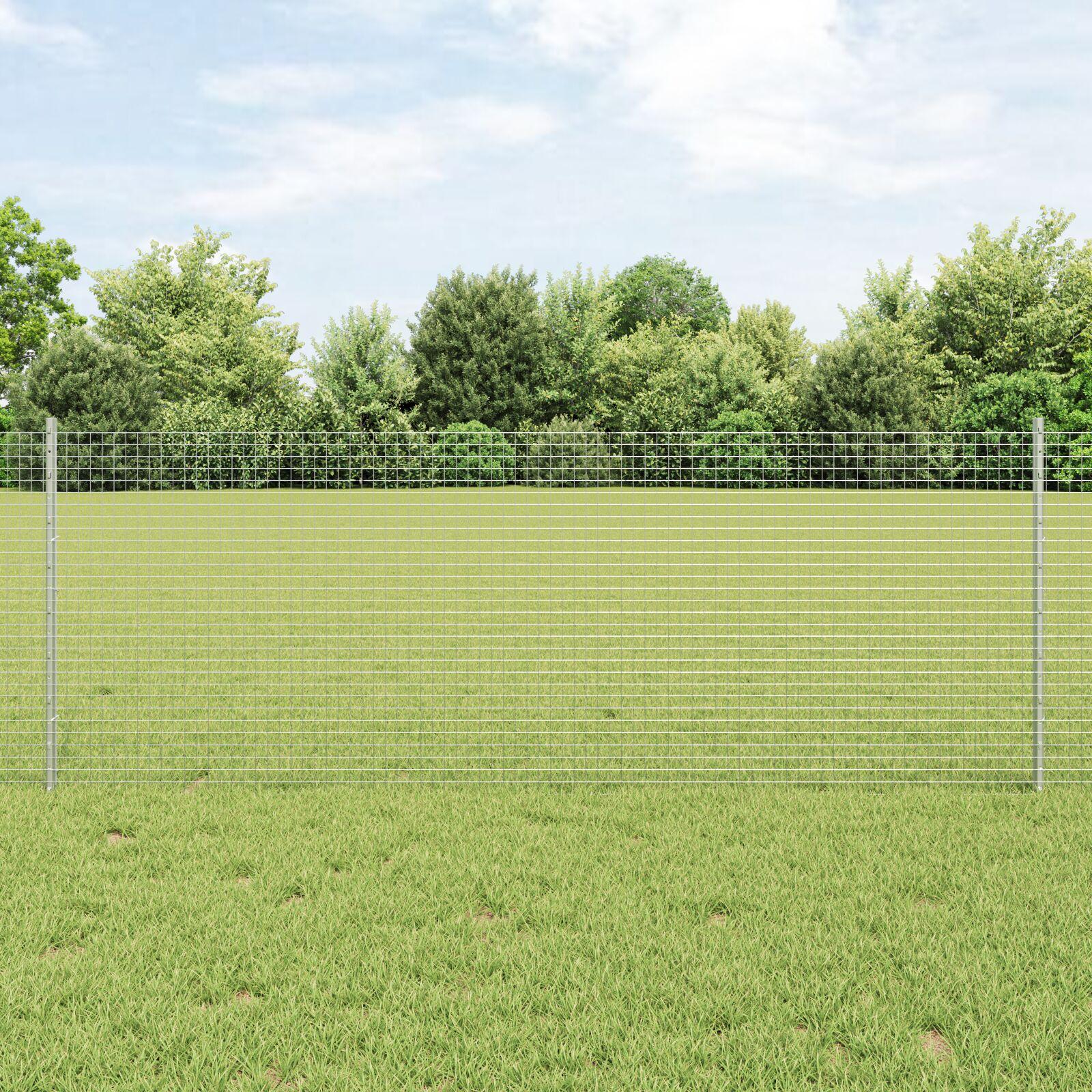 Svejsestålhegn med stolper 100 x 0,8 m - varmgalvaniseret stål, sølv