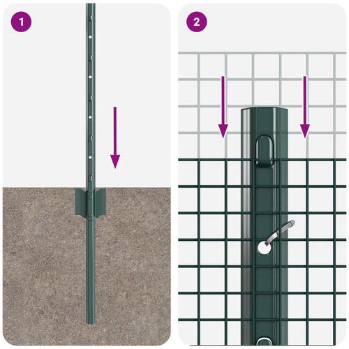 Welded Wire Fence med 5 U-Pæle Grøn 0,4x10 m Stål