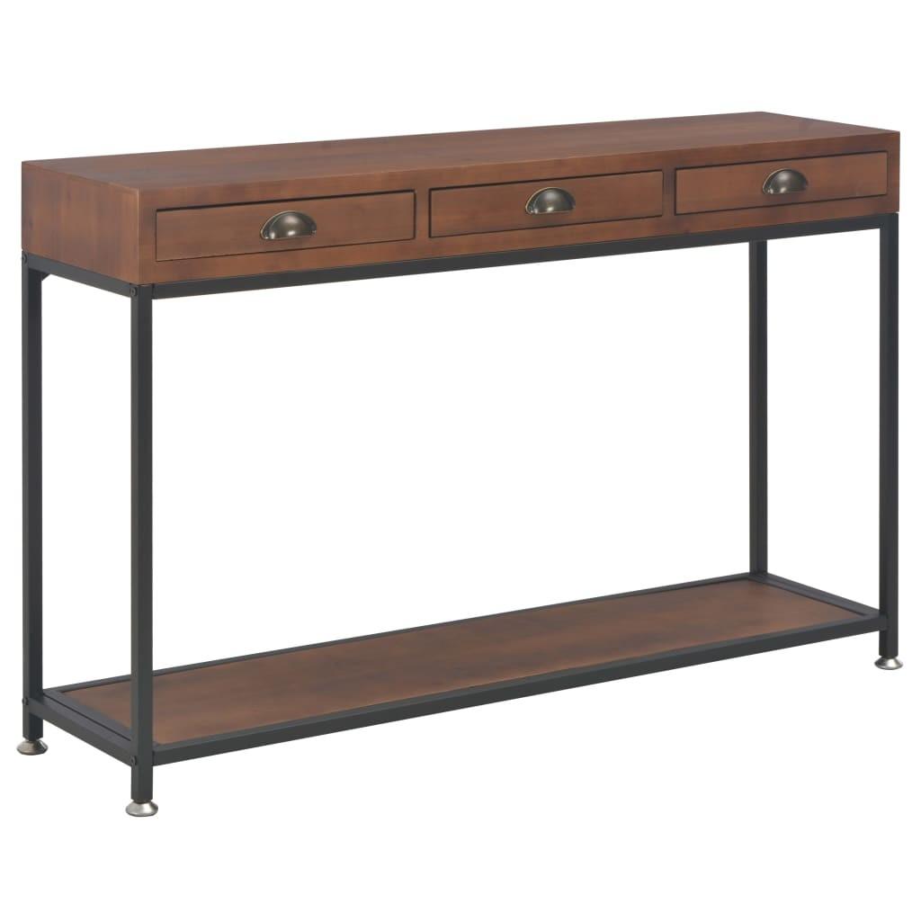 Konsolbord med 3 skuffer 120x30x76 cm massivt grantræ