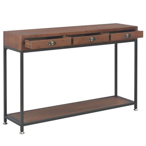 Konsolbord med 3 skuffer 120x30x76 cm massivt grantræ
