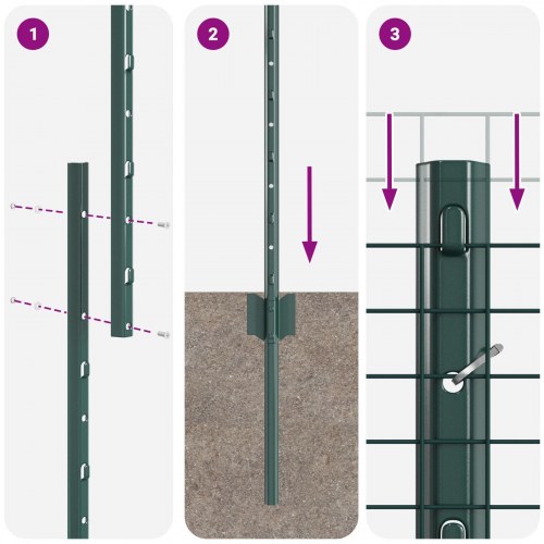 Svejset Trådfence med 11 U-stolper Grøn 1x25 m Stål