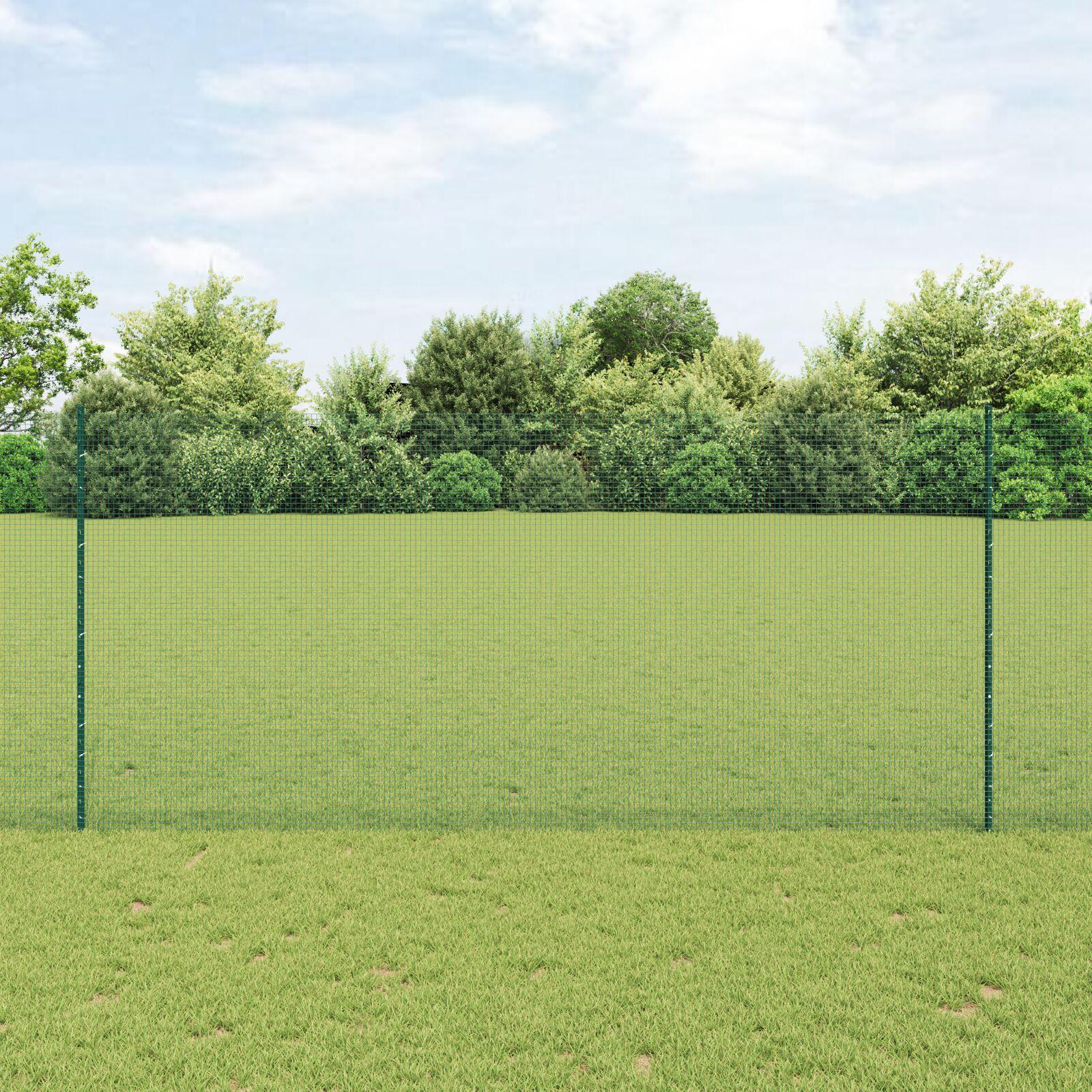 Svejsestålhegn med stolper 25 × 1,4 m - grøn PVC-belagt mesh