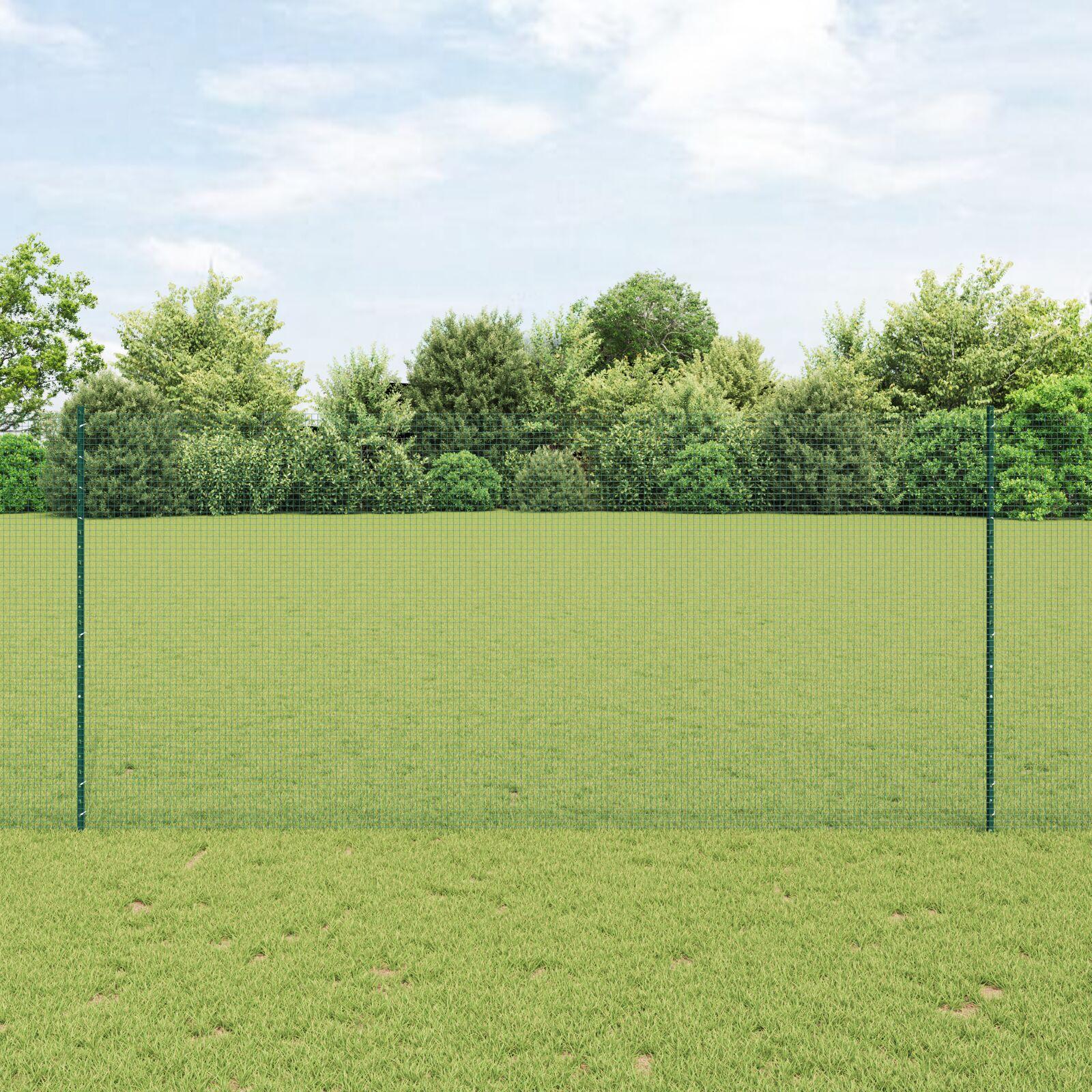 Svejsestålhegn med stolper 25 × 1,4 m - grøn, PVC-belagt mesh