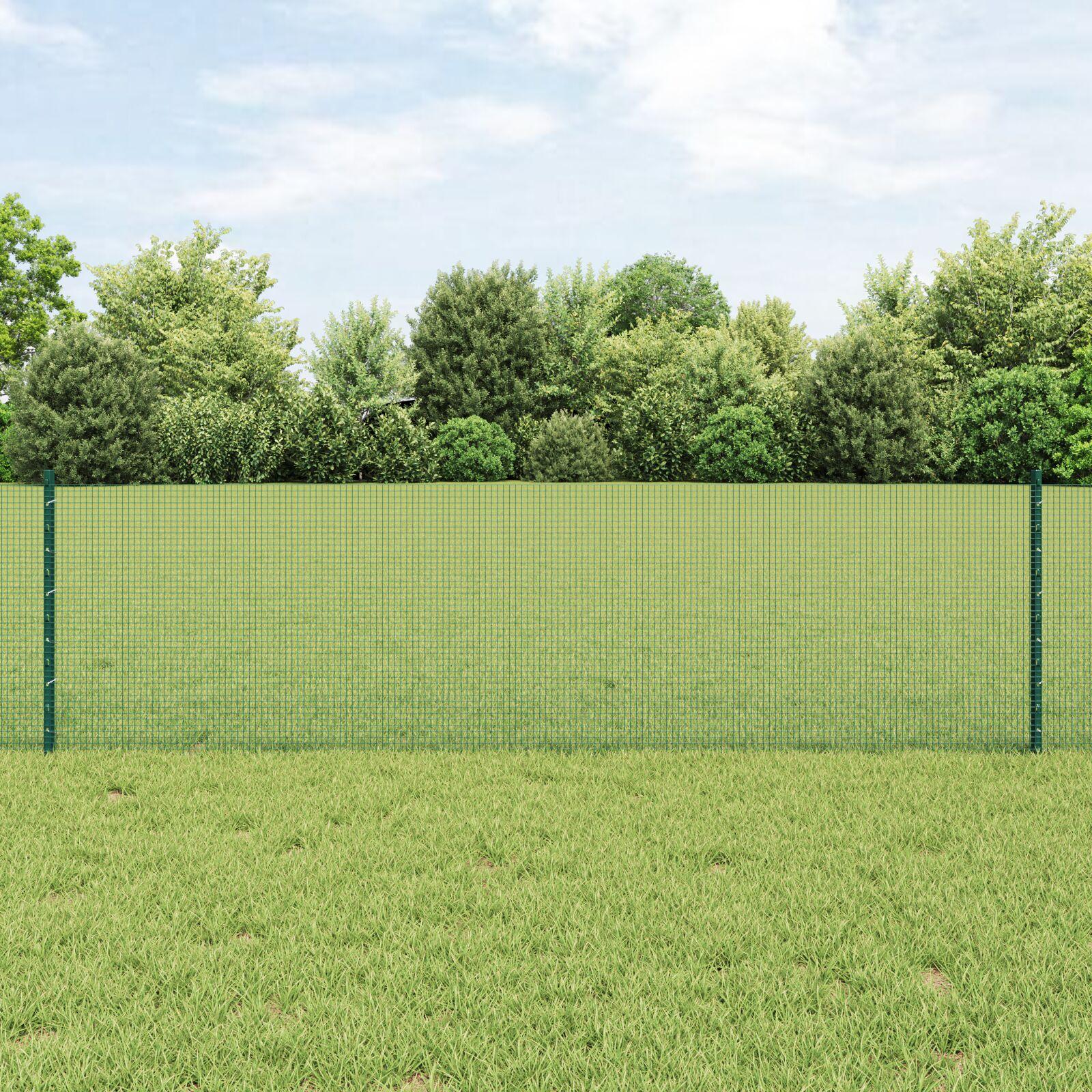 Svejsestålhegn med stolper 100 × 60 cm - PVC-belagt stål, grøn mesh