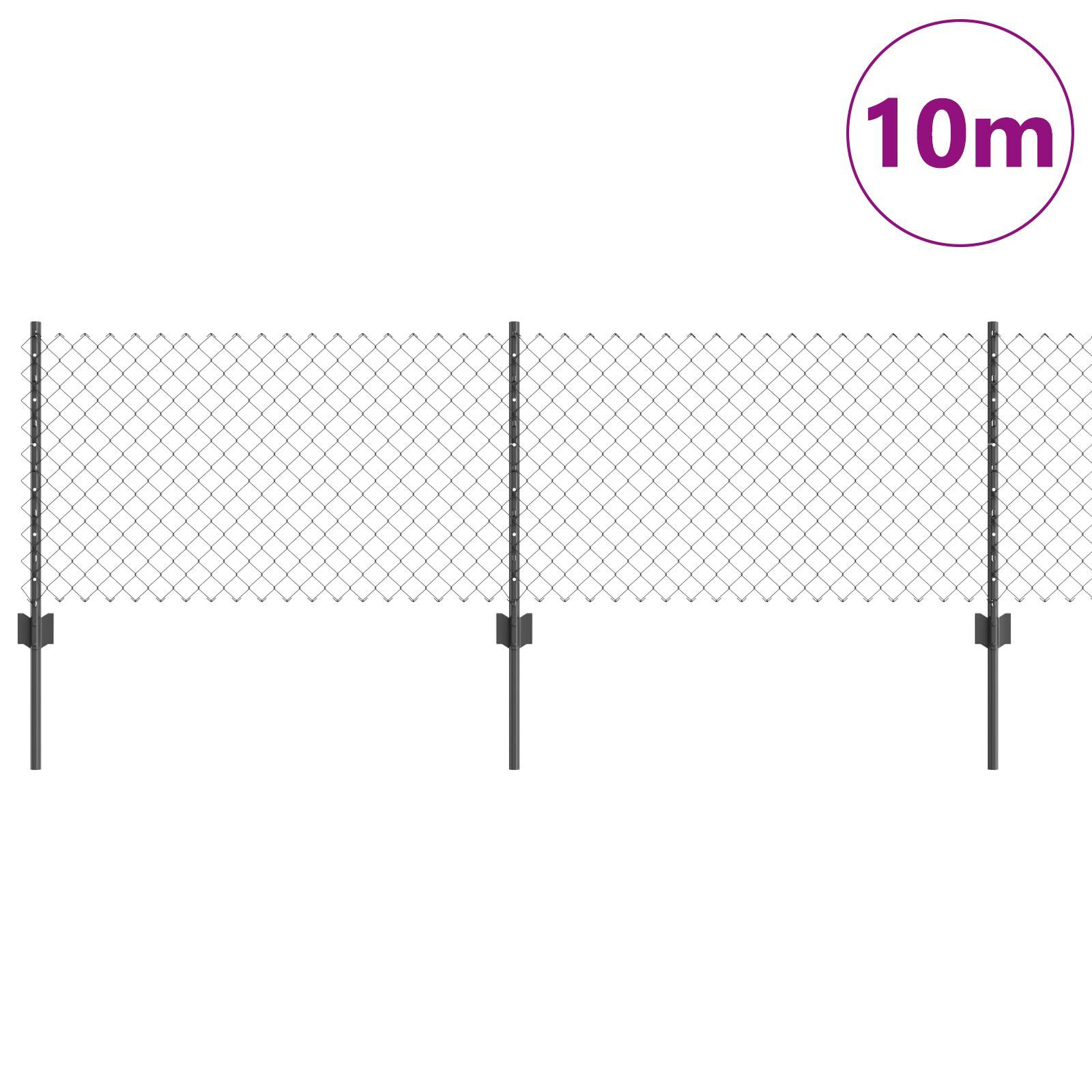 Svejsestålhegn med stolper 10 × 0,4 m - PVC-belagt stål, grå mesh