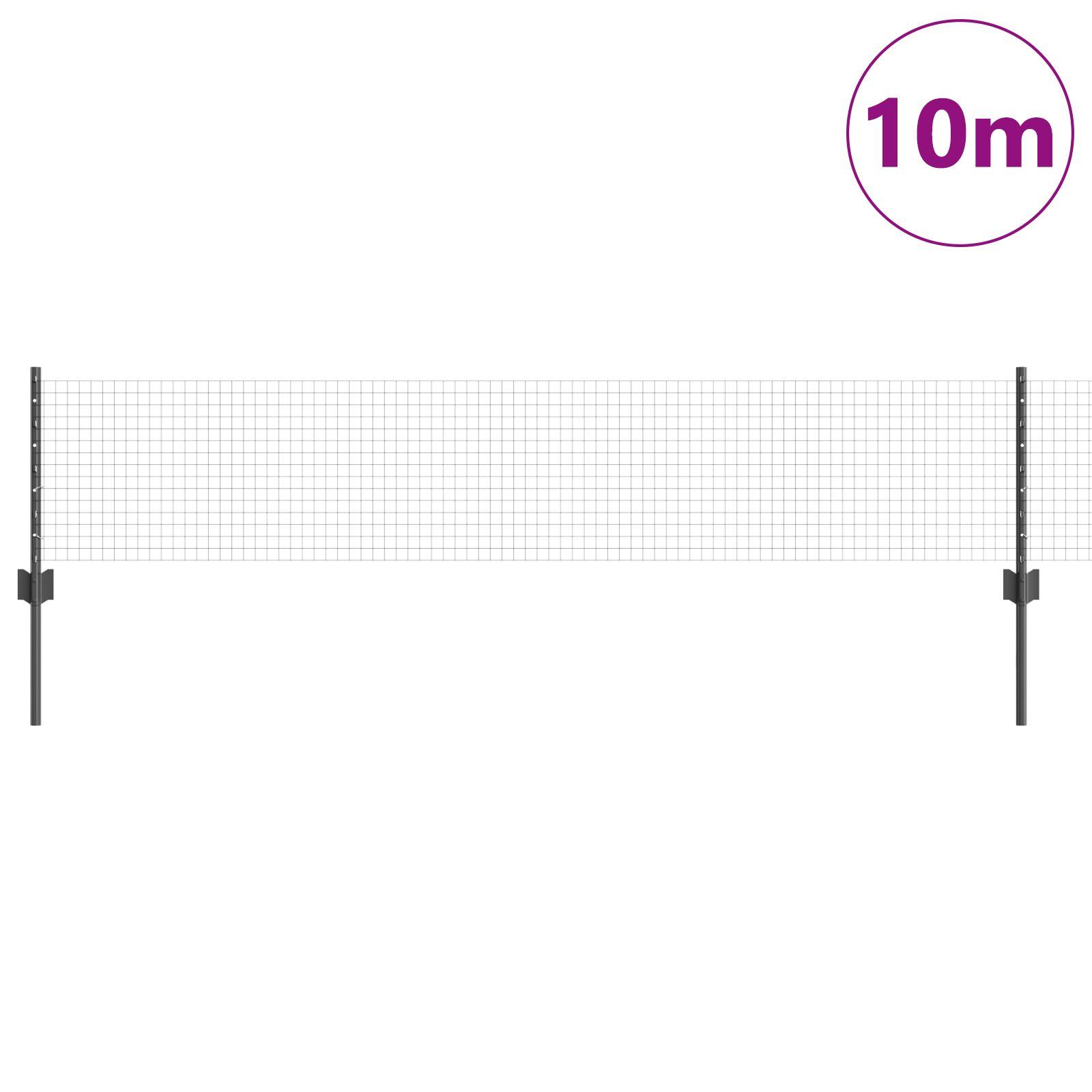 Svejsestålhegn med stolper 10 × 0,4 m - grå, PVC-belagt mesh