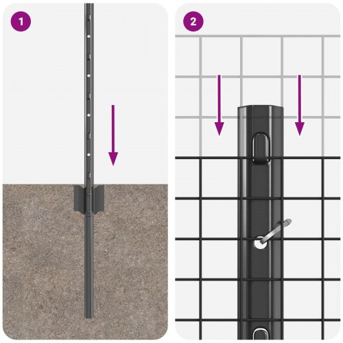 Hønnetrådsgitter Sæt Sæt af 2 Grå Stål, PVC 25 x 0.5 m