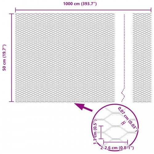 Hegn Stolper 5 stk U-Kanal Grøn 60 cm Stål, Hexagon Hegn Grøn 0.5x10 m Stål