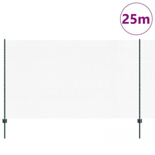 Hegnsindlæg 5 stk U-kanal grøn 140 cm stål, sekskantet hegn grøn 1,4x10 m stål