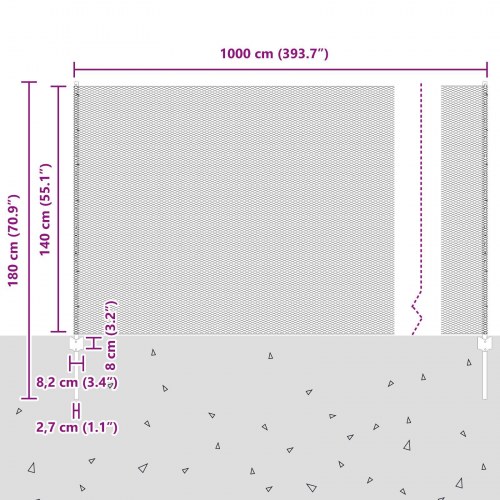 Hegnsindlæg 5 stk U-kanal grøn 140 cm stål, sekskantet hegn grøn 1,4x10 m stål