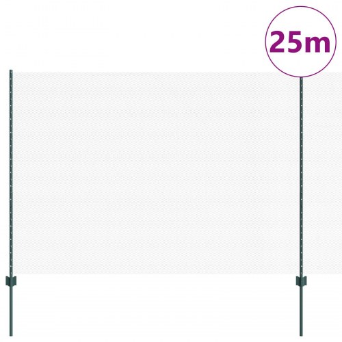 Hegnsposter 11 stk U-kanal grøn 160 cm stål, sekskantet hegn grønt 1,6x25 m stål
