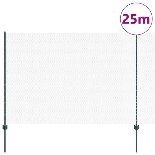 Hegnsstolper 11 stk U-kant Grøn 160 cm stål, sekskantet hegn Grøn 1.6x25 m stål