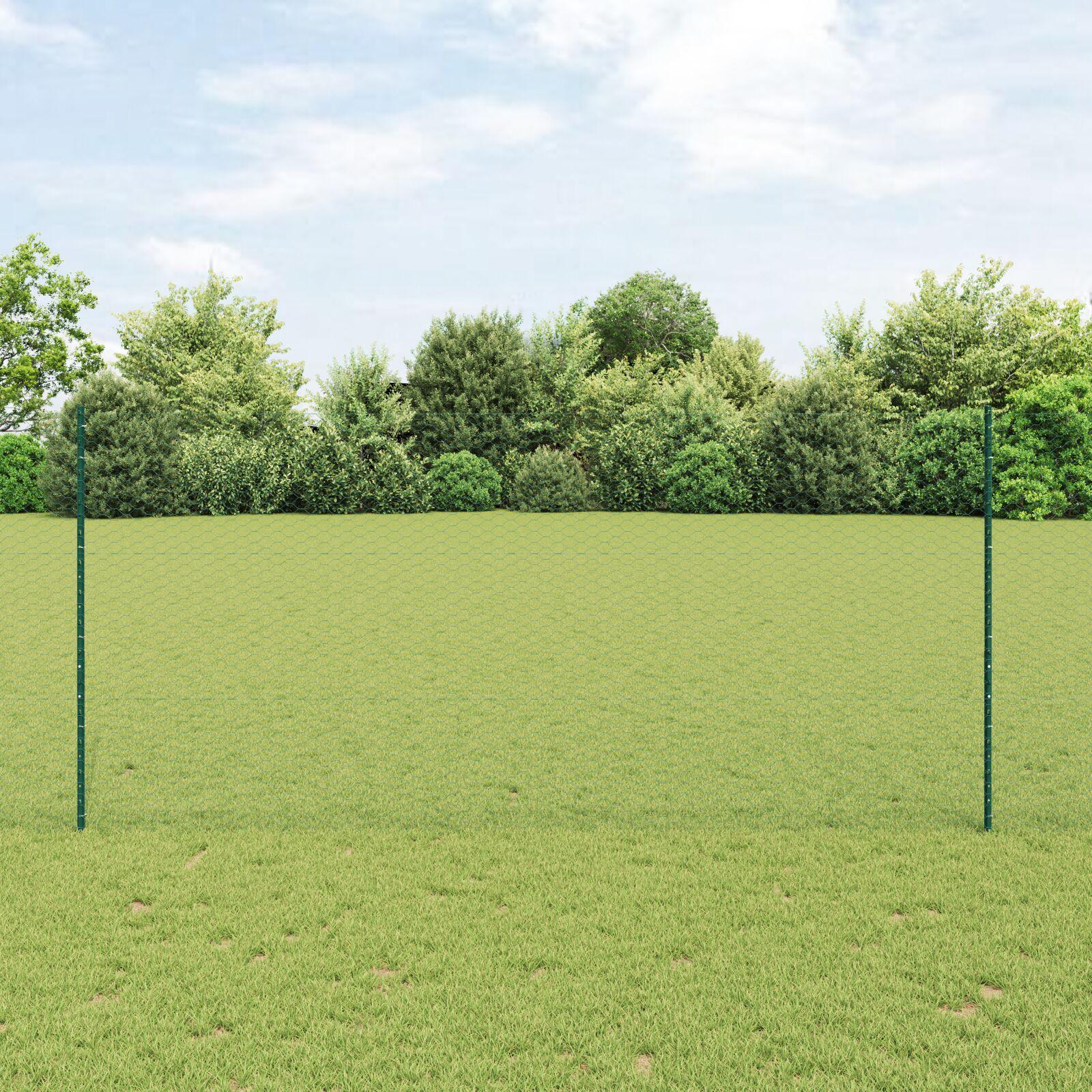 Hegnspæle U-profil 11 stk grønn 140 cm stål, sekskantet hegn grøn 1,4x50 m stål