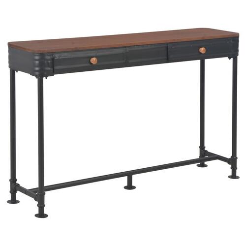 Konsolbord med 2 skuffer 120x30x75 cm massivt grantræ