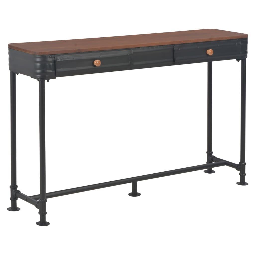 Konsolbord med 2 skuffer 120x30x75 cm massivt grantræ