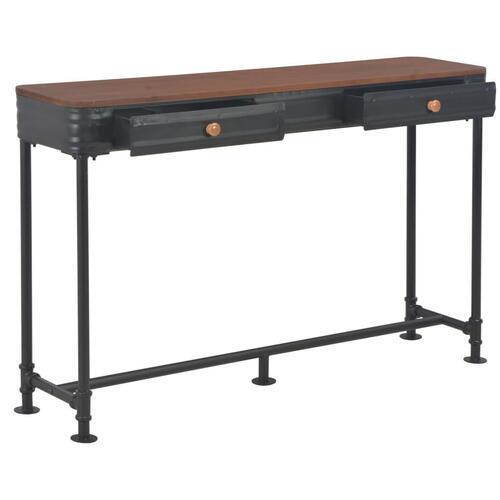 Konsolbord med 2 skuffer 120x30x75 cm massivt grantræ