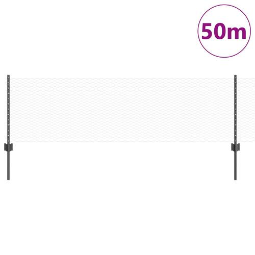 Hegns stolper 11 stk U-Kanal Grå 60 cm Stål, Sekskantet hegn Grå 0,6x50 m Stål