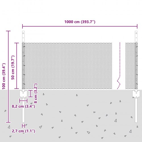 Hegnsøjler 5 stk U-Channel 60 cm Galvaniseret Stål, Hexagon Hegn 0.5x10 m Galvaniseret Stål