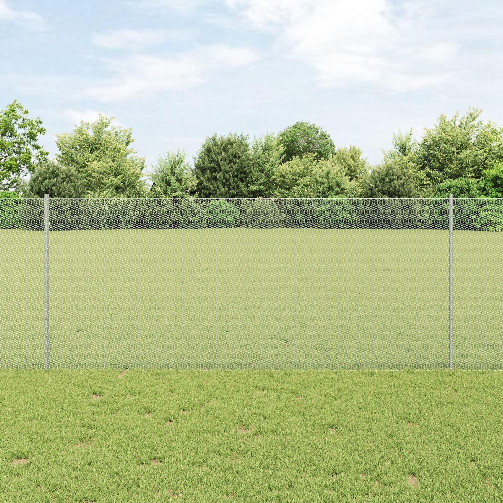 vidaXL Sekskantet hegn med stolpe 10 x 1 m Galvaniseret stål Sølv Mesh