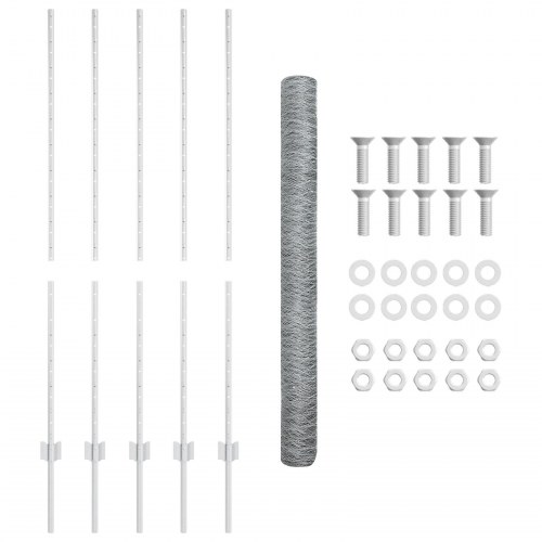 Hegnsposter 10 stk U-Kanal 140 cm Galvaniseret Stål, Hexagon Hegn 1.4x10 m Galvaniseret Stål
